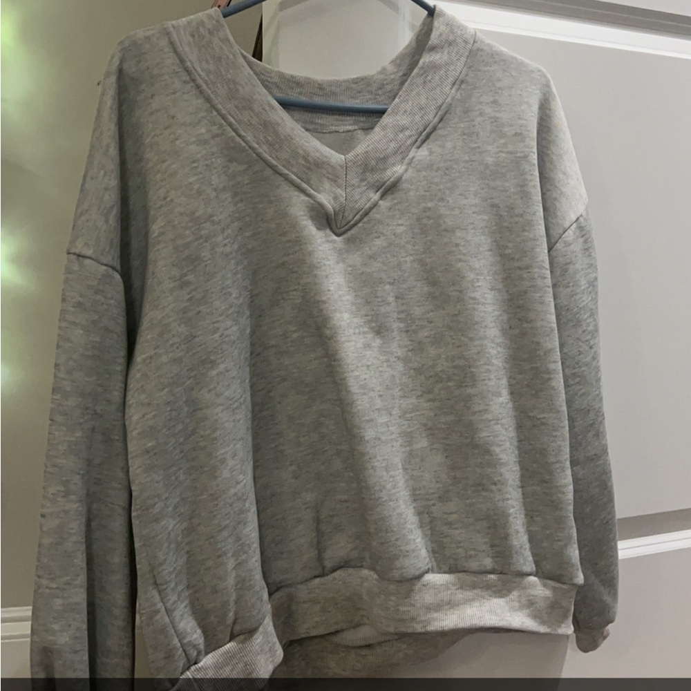 Cozy Gray V-Neck Sweatshirt